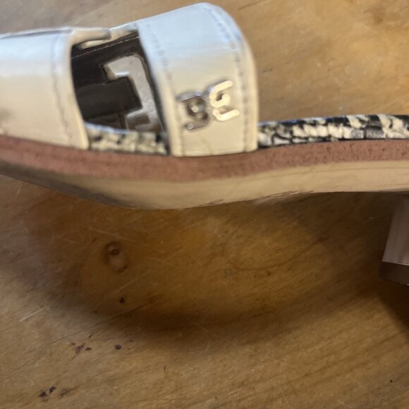 Sam Edelman Cream/ Snakeskin Accent Leather Illie Heeled 2" Sandal Size 7 - Picture 10 of 13